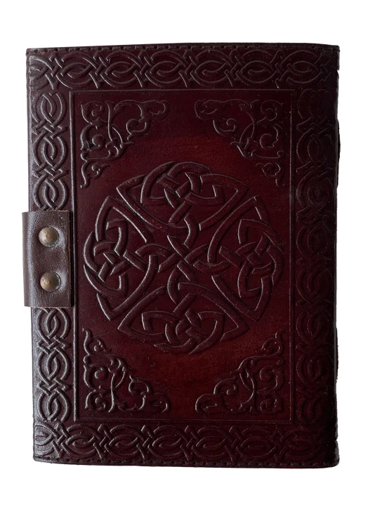 Vintage Celtic Knot Embossed Genuine Leather Journal Handmade Blank Cotton Paper A5 Notebook Hardcover Diary With Antique C Lock