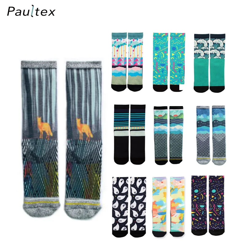 Fashion OEM Logo Seamless 360 Sublimated Photo Print Socks