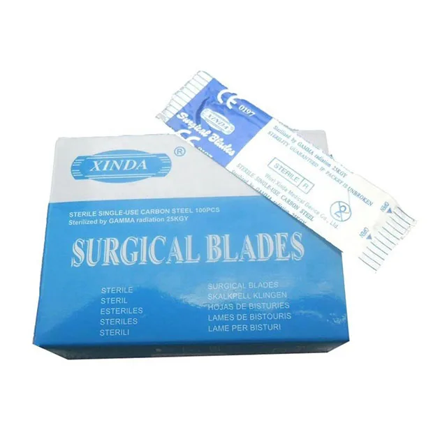 Scalpel Blades of 100 Pieces #21 Knife Disposable Manufacturer High Quality Good Price Surgical Instruments Carbon Steel Custom