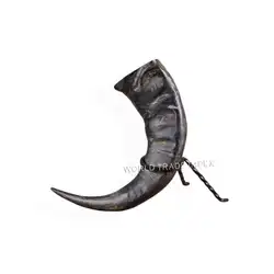 Customized Creative Traditional Beer Glass Polished Viking Drinking Horn Cup With Iron Stand