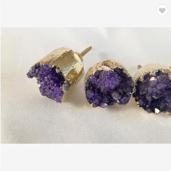 Ручки для мебели с золотым покрытием Фиолетовый Кристалл друза