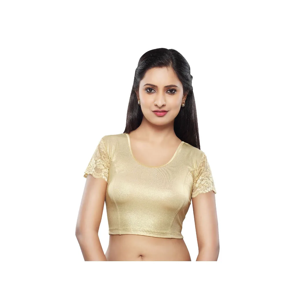 
Saris And Things Gold Shimmer Stretchable Ready Made Saree Blouse Choli Classic Shimmer 