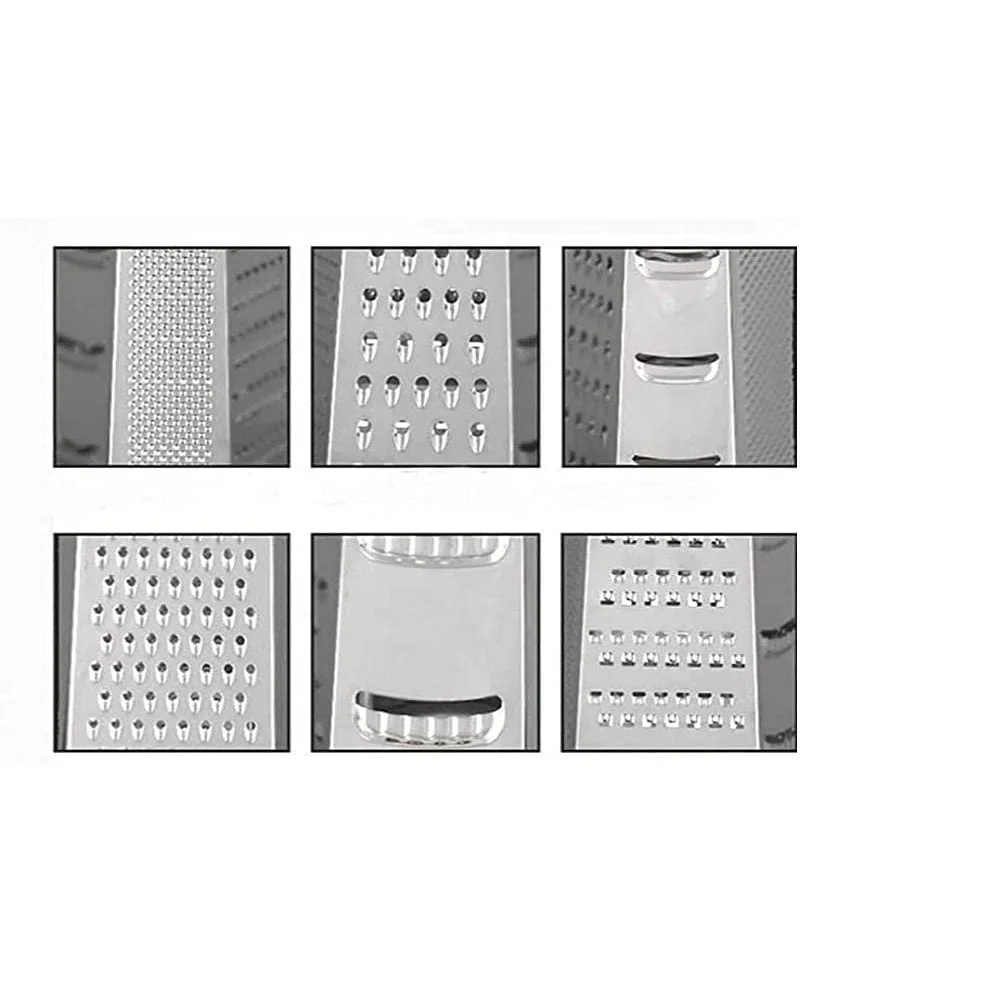 Stainless Steel Grater and Slicer with 6 Sides  Plastic Storage and Lid for Cheese Vegetables  Ginger Garlic  Orange