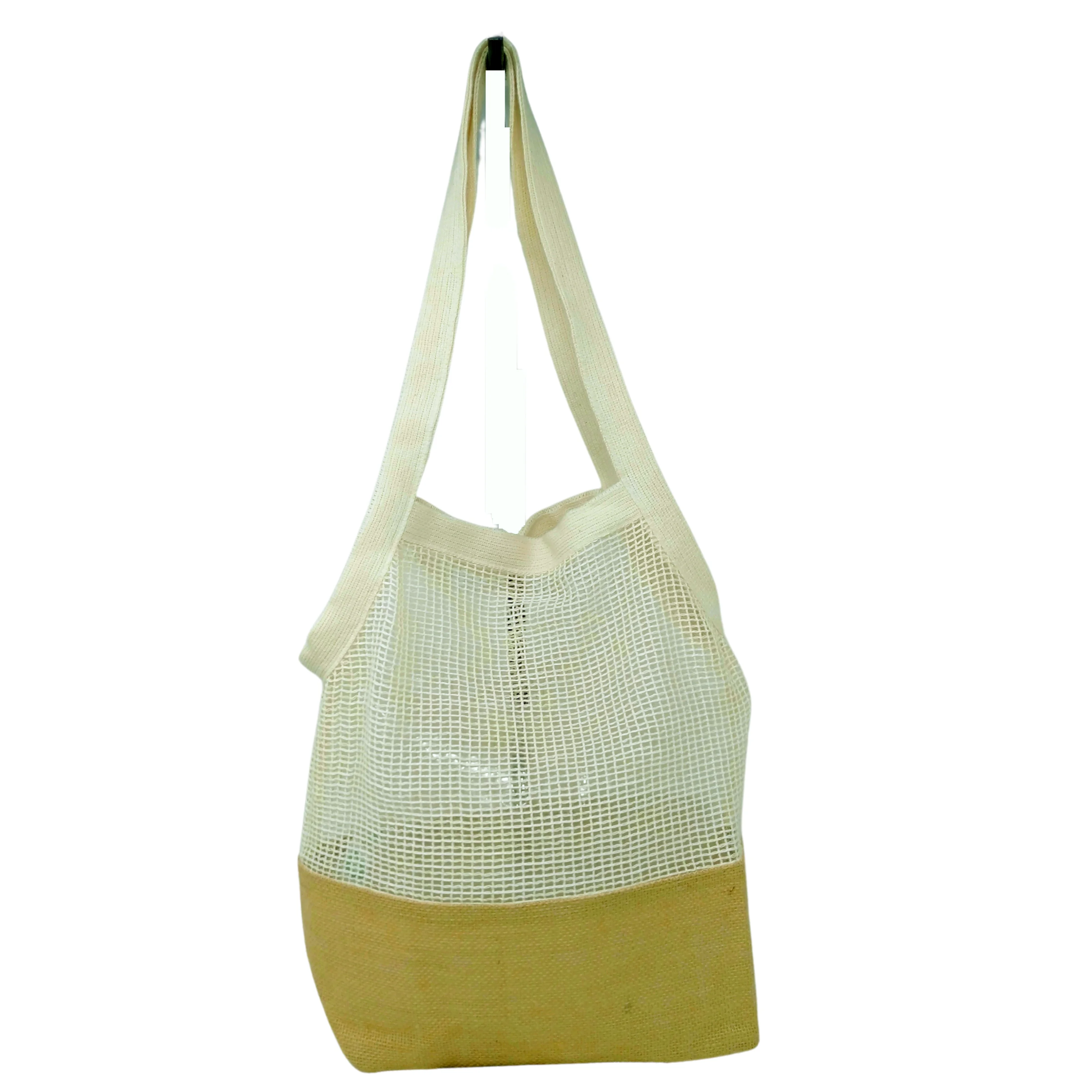 Reusable Ecology Mesh String Shopping Handbag with Solid Base