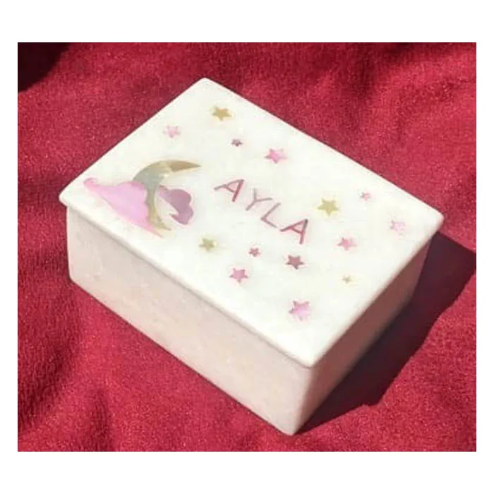 White Marble Mother Of Pearl Decorative Jewelry Box