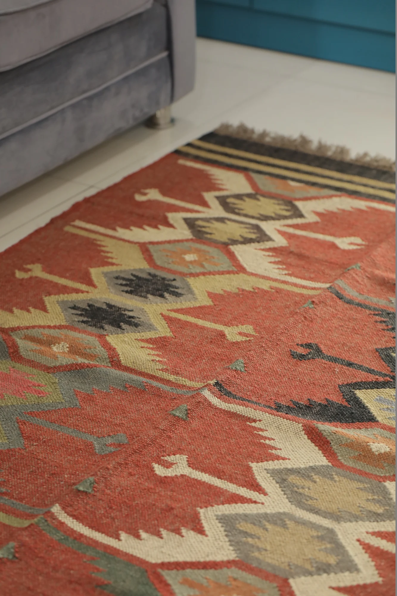 Деревенская дорожка для прихожей индийский ковер Kilim джутовый шерстяной коврик пола ручной работы 4x6 футов Kelim коврики