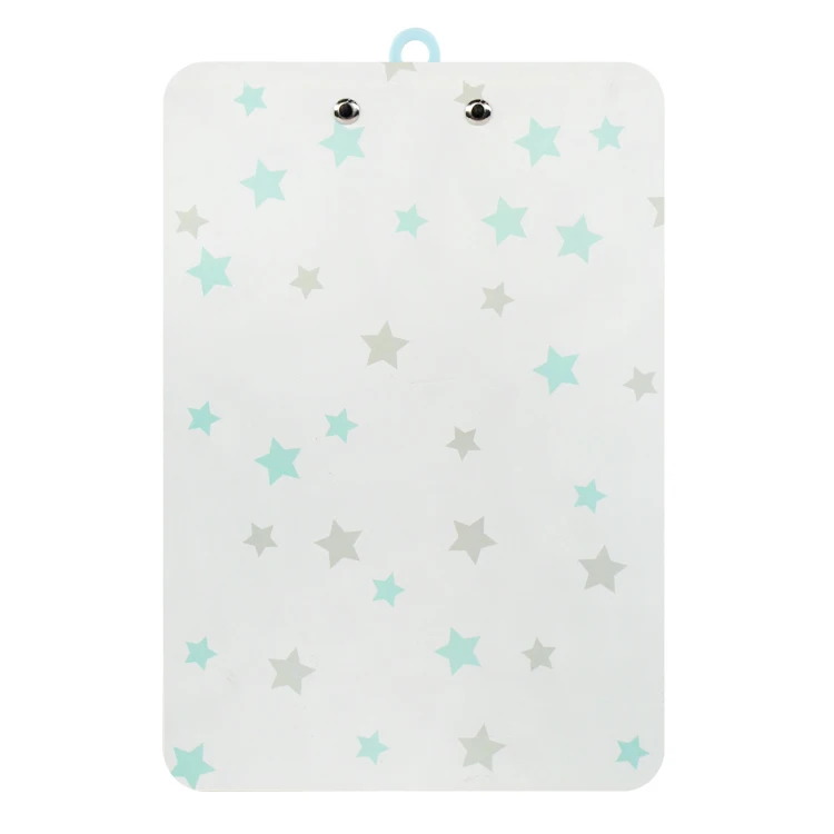 Hot sale cute writing board with fashion pattern and plastic clip, menu paper files holder for kids,clipboard