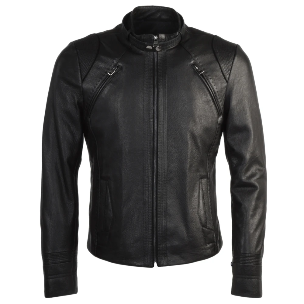 High Quality Zip Up Leather Jacket For Men New Style 100% Genuine Long Casual Leather Jacket
