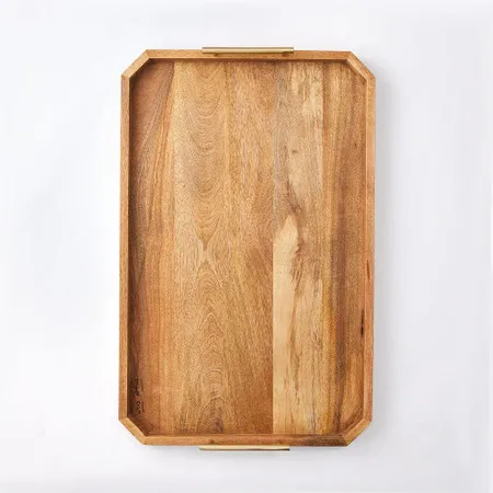  Новейший дизайн деревянный поднос с металлическими ручками для сервировки