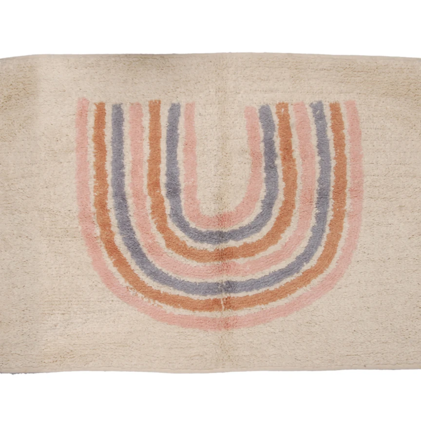 luxury hand knotted cotton woven tufted texture  rainbow rug