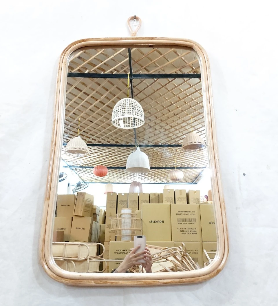 Coretta Rattan Leaner Mirror Natural and Black Mirror from Vietnam Decorative Flowers & Wreaths,preserved Flowers & Plants Daily