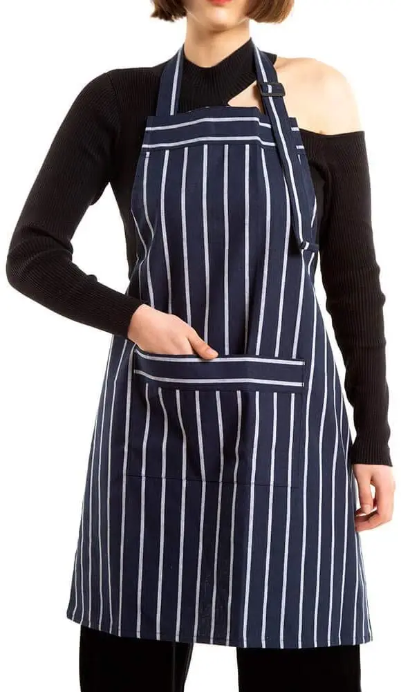 MDM Textile Unisex Comfortable Cross Back Leather Strap Washed Cotton Canvas Tool Work Kitchen Cooking Baking Chef Apron