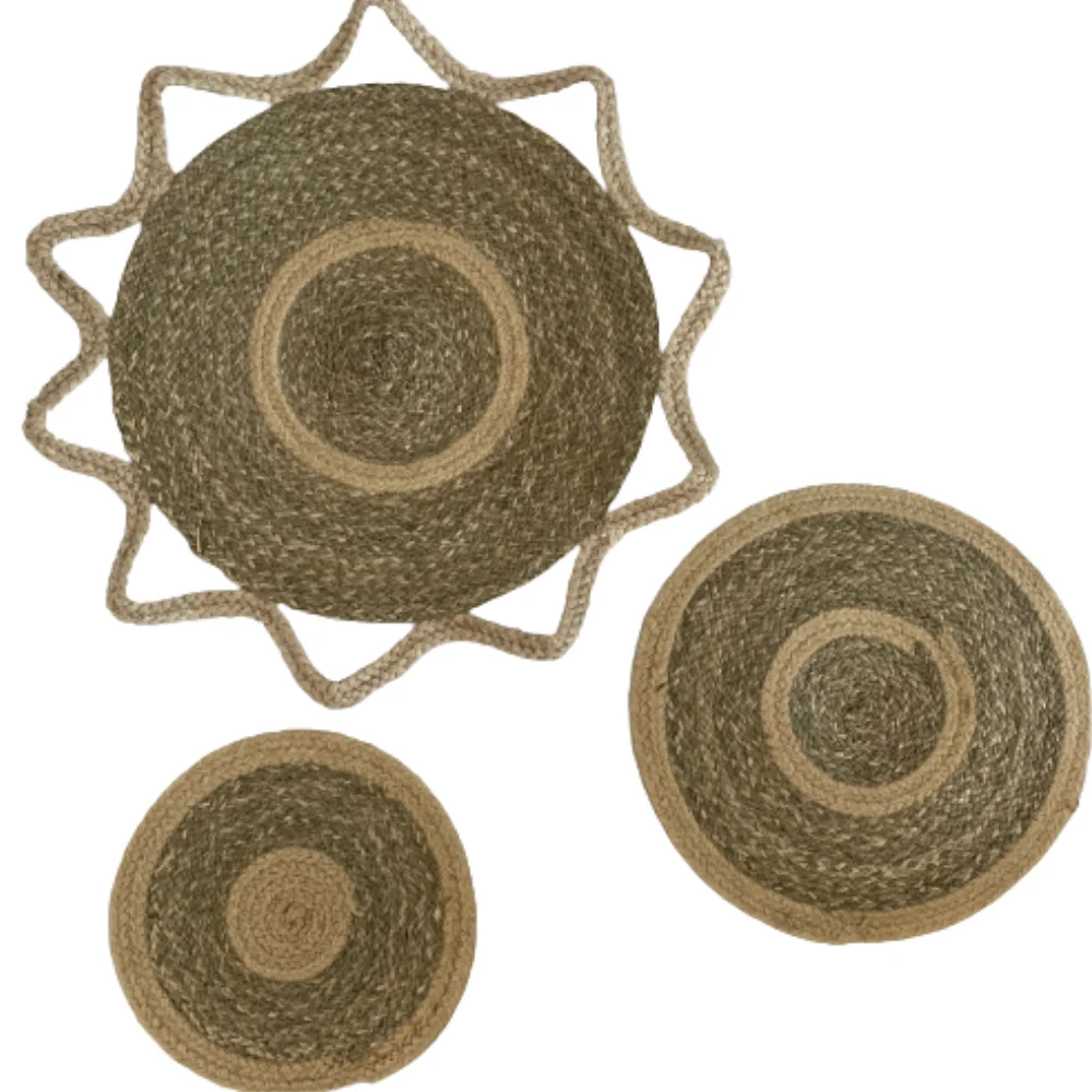 Decoration Plate Set 3 Pieces Seagrass High Quality Wall Decor - OEM ODM - Customized Accepted Diameter -Handmade Eco-friendly