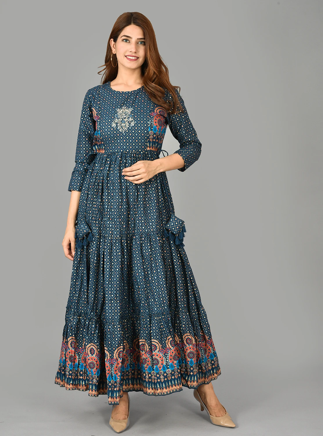 Cotton New Design Floral Print Anarkali Dress  Rayon Women Kurtis Ethnic Office Wear Dress Kurtis