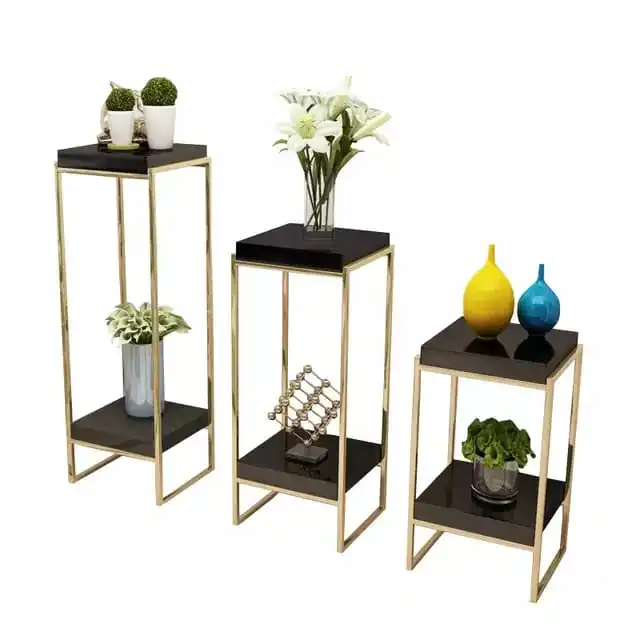 Wholesale Large & Small Steel Flower Stand Multi-Application Floor Shelf for Garden Home Nursery Wedding Decor Plant Pot