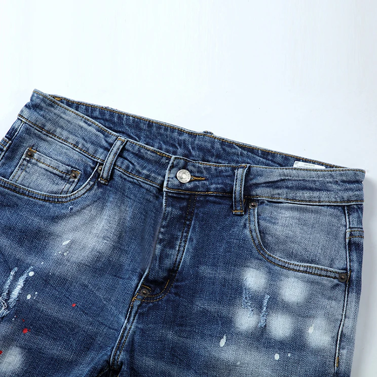 2022 Summer Hot Sale New Design Blue Zipper Decorate Rock Style Men denim jeans