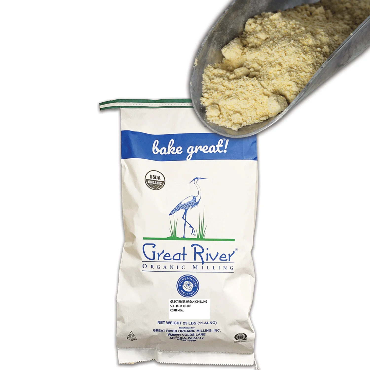 Great River Organic Milling Organic Specialty Cornmeal, 25 lb (Pack of 1) Cornmeal Bread, Flour