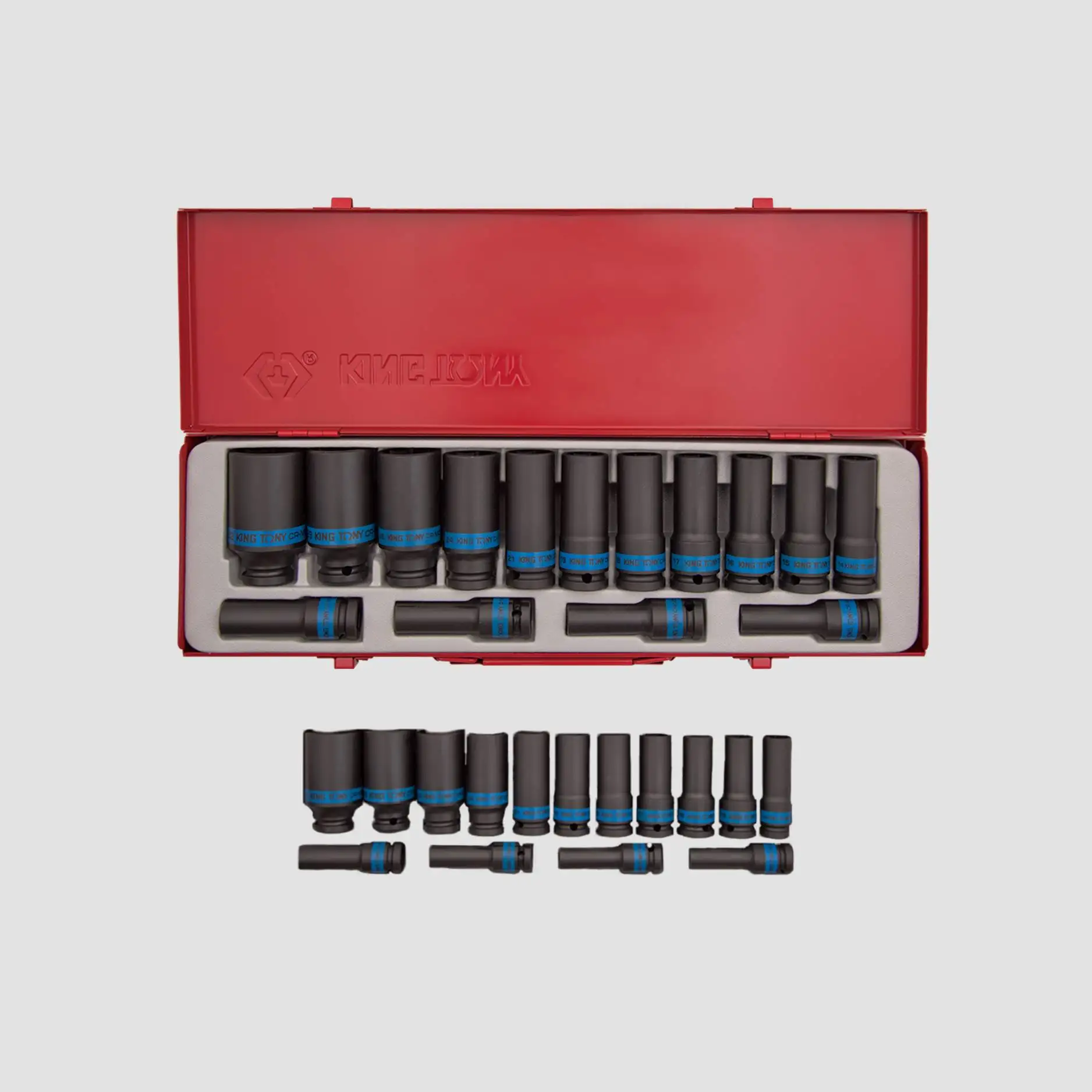 KING TONY Professional 15 PCS 1/2 Hex Impact Socket Set Taiwan Hand Tool 4415MP