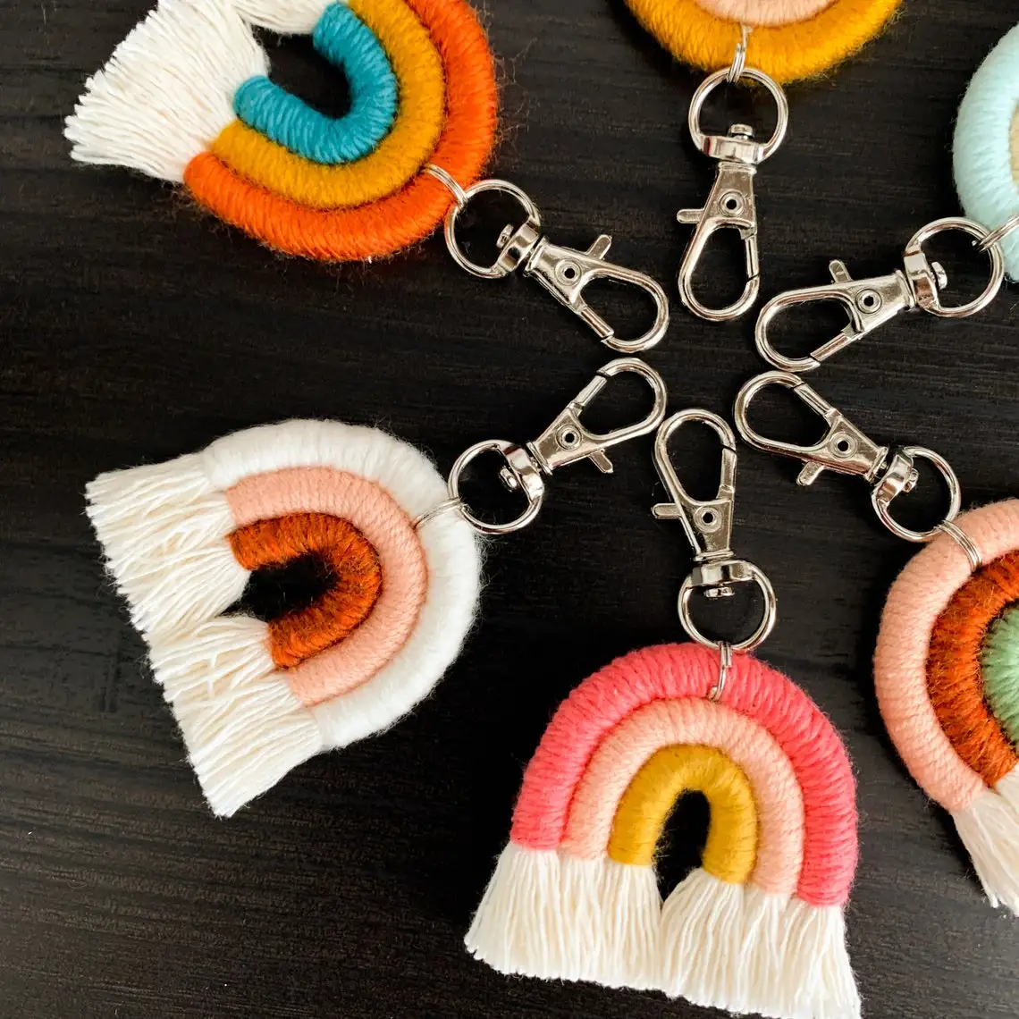 High Quality Macrame Rainbow Keychain  Custom Macrame Keychain At Good Price