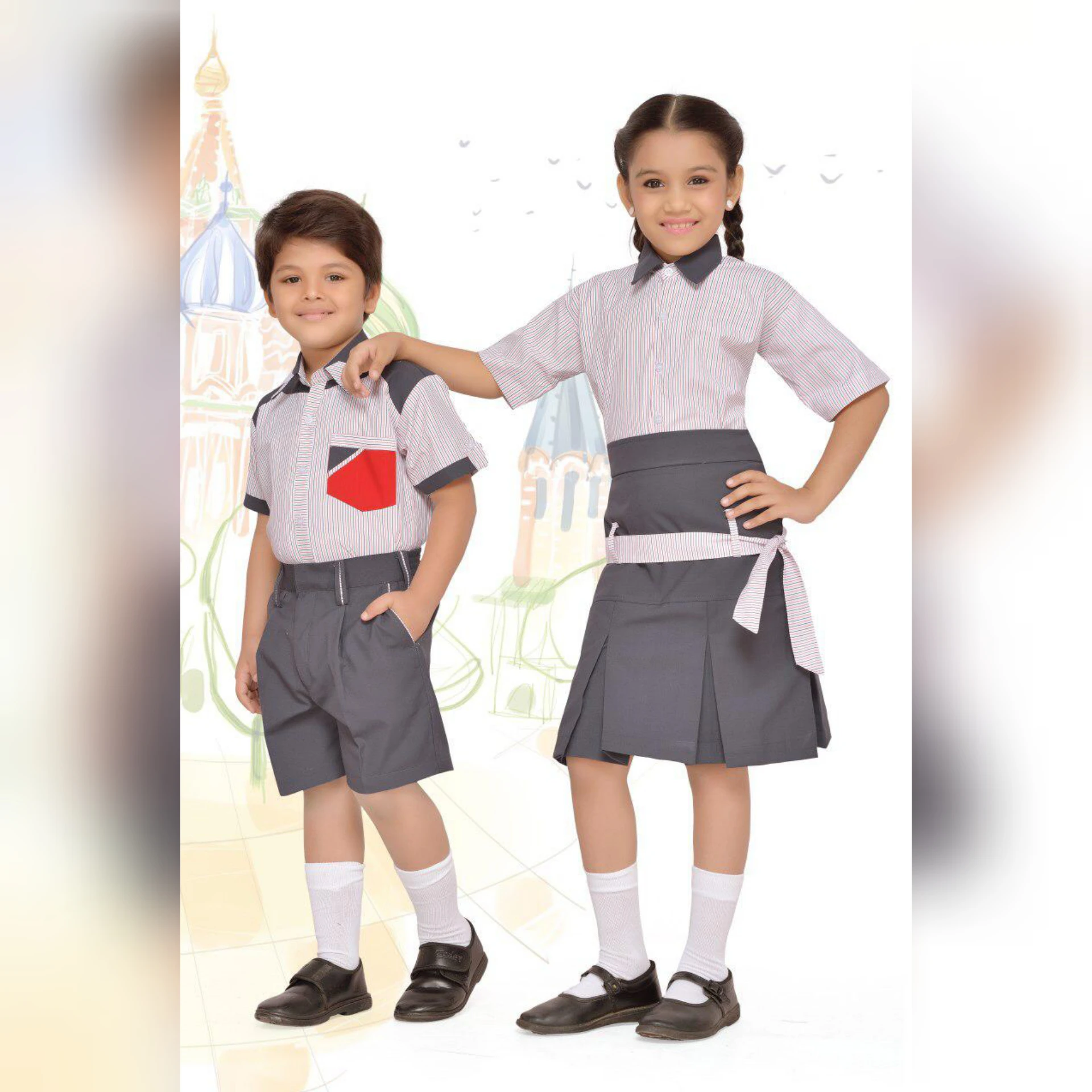 
Polyester Cotton school uniform fabric and garment for all sizes 