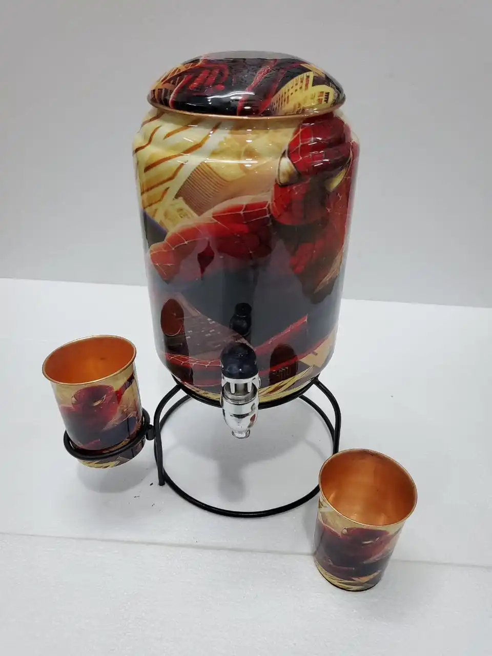 Hammered Copper Water Cooler Pot with Stand and Glass Wholesale Exporter