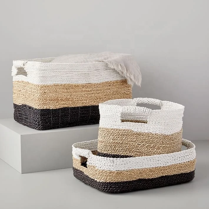 Nice design set of 4 foldable water hyacinth baskets foldable storage baskets from Vietnam