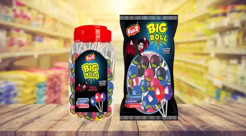 Funny Shaped new Design pack Gummy Jelly big lollipops candy 24 gm big boll bubblegum lollipop tiptop lollipop.
