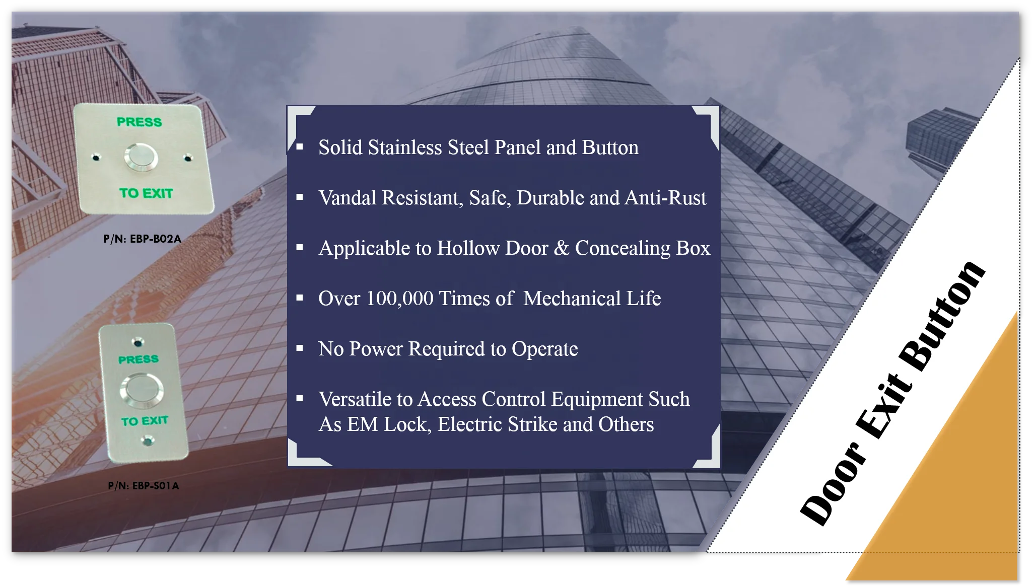 Vandal Resistant Access Control Exit Button 3 x 1