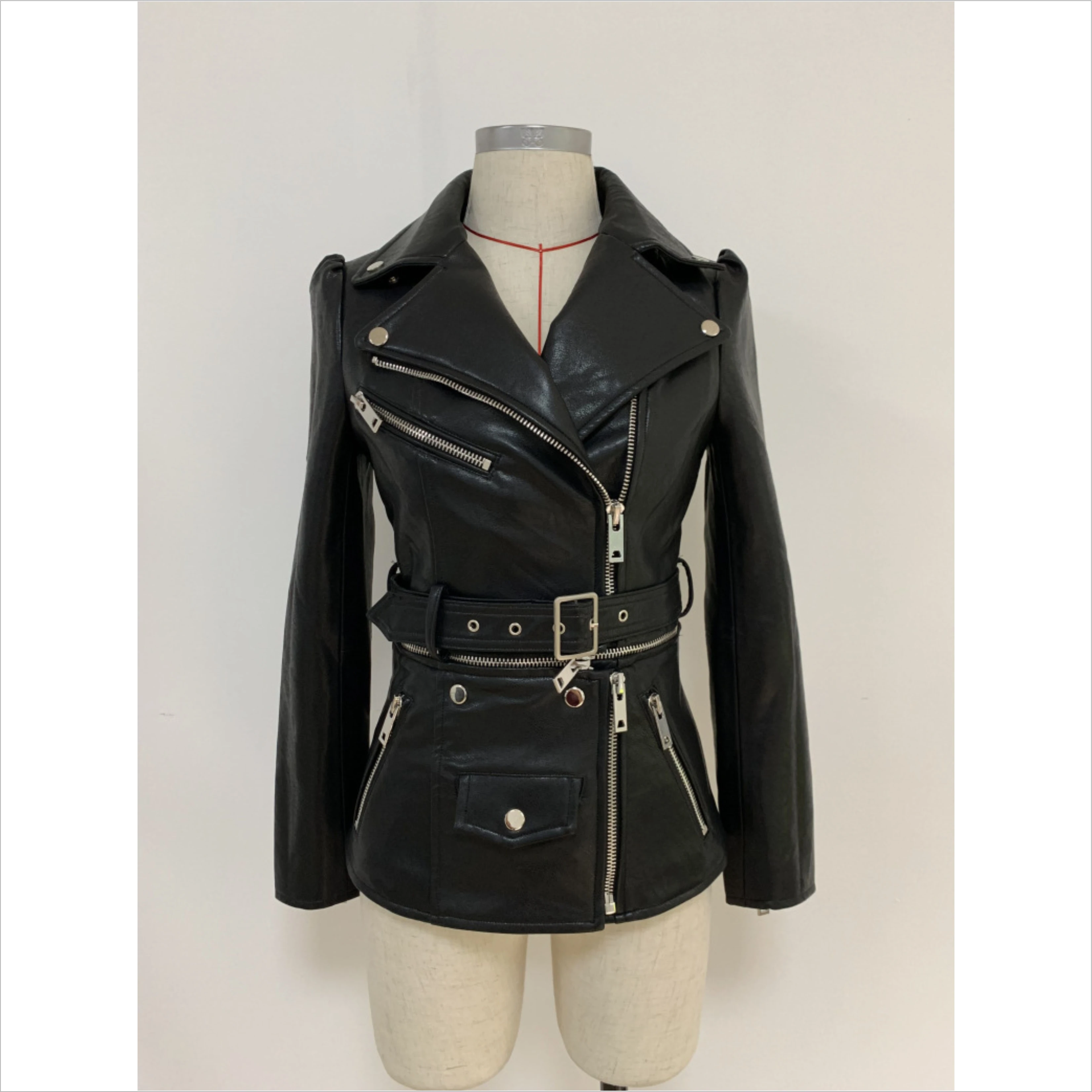 Fashion Woman Short Jacket Slim Streetwear Casual Oversized Solid Zipper Female Outwear Coat Women Motorcycle Leather Jacket