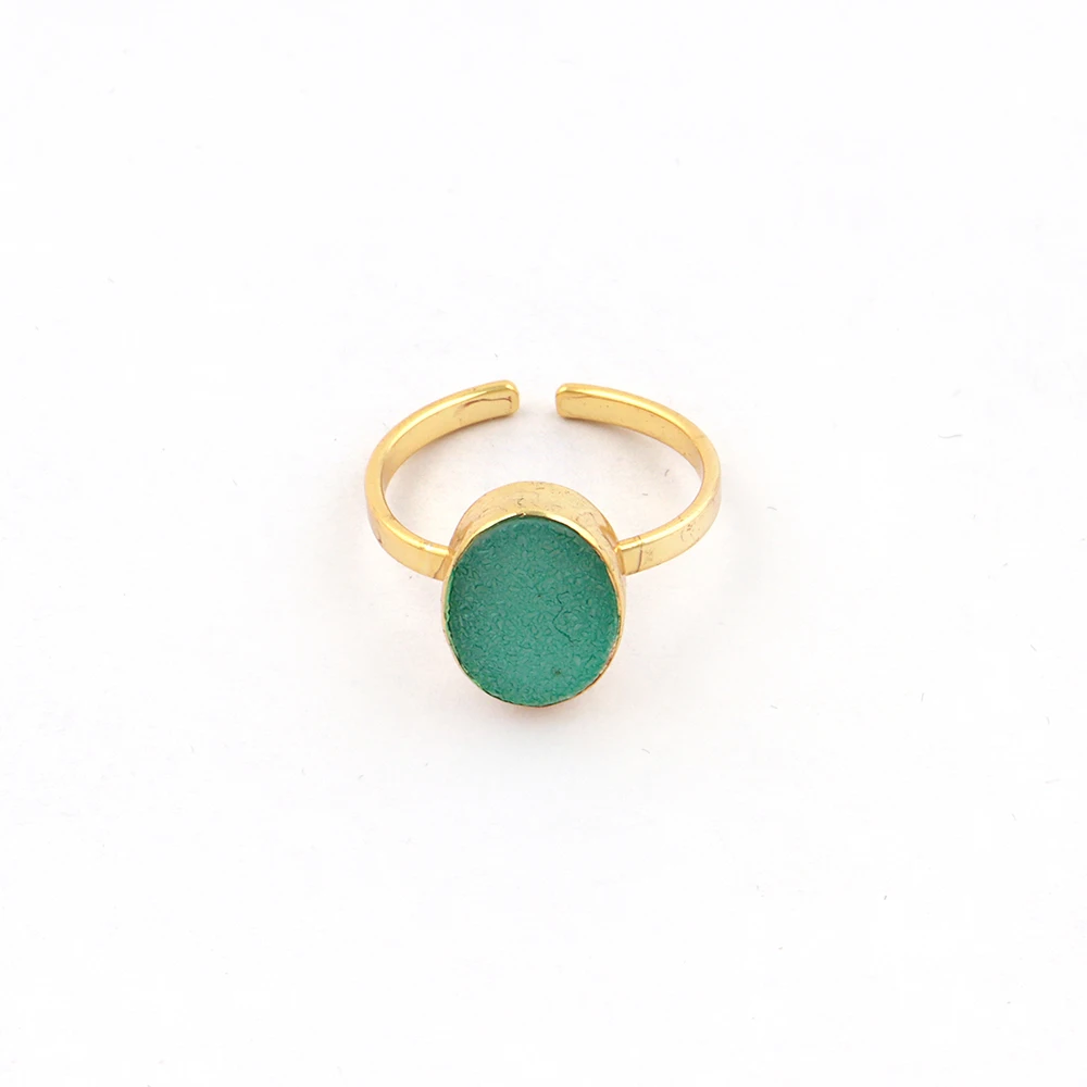 Green Peridot Gemstone Ring Gifts For Her Prong Ring Handmade Brass Band Gold Plated Adjustable Rings Jewelry Mode Joyas R-021