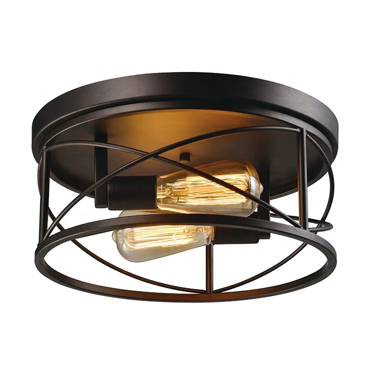 DK-004A 2-Light Outdoor Ceiling Light Metal Flush Mount and Metal Frame Pendant Light IP44 High Water Proof