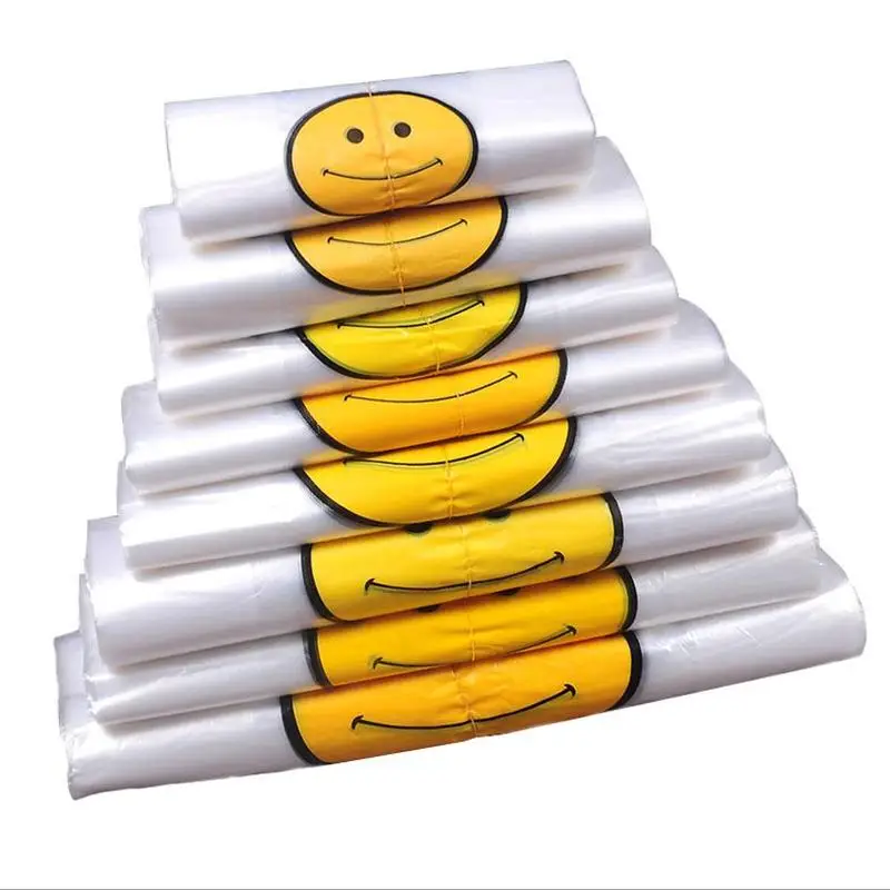 clear vest type shopping bag for vegetable and other food take away