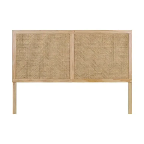 Vintage wooden headboard with rattan cane