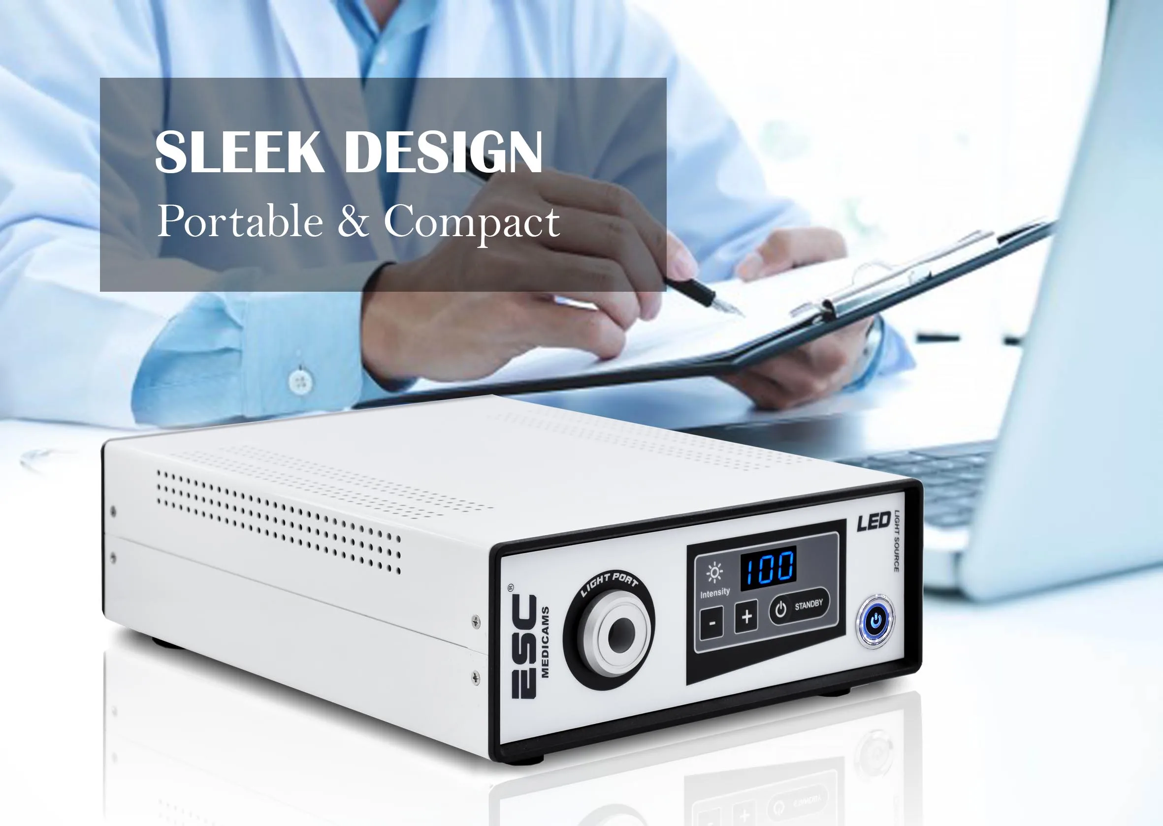 Endoscope Cold LED Light Source Mini Compact Portable 80 Watt w/ Storz Fiber Optic Cable