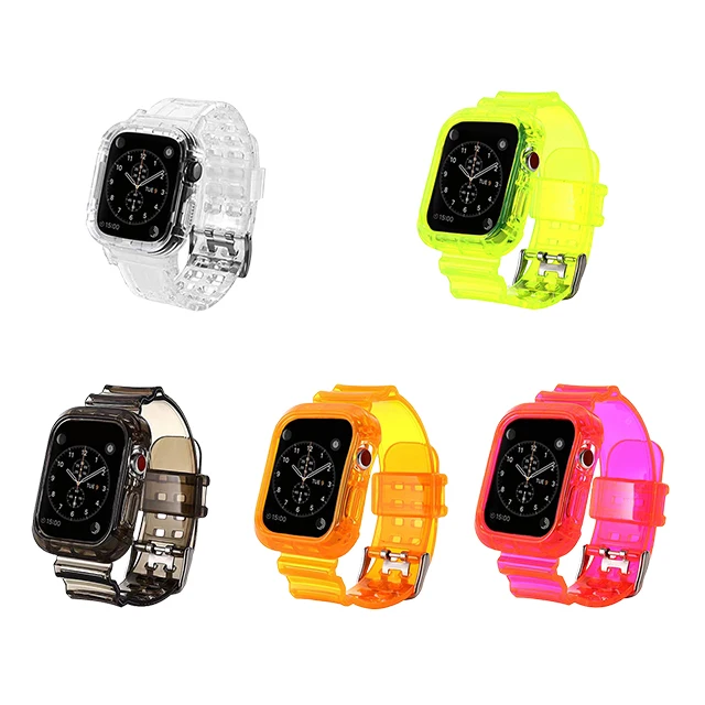 
Летний стиль, прозрачный ремешок для часов с чехлом для iWatch, сменный ремешок для часов Jelly Ice Cube для Apple Watch 38 42 
