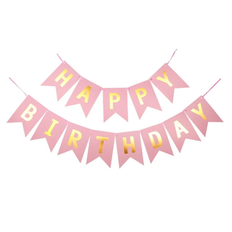 16*20cm Birthday Decorations Happy Birthday Bunting Banner with Shiny Gold Letters for Girls Baby Birthday Party