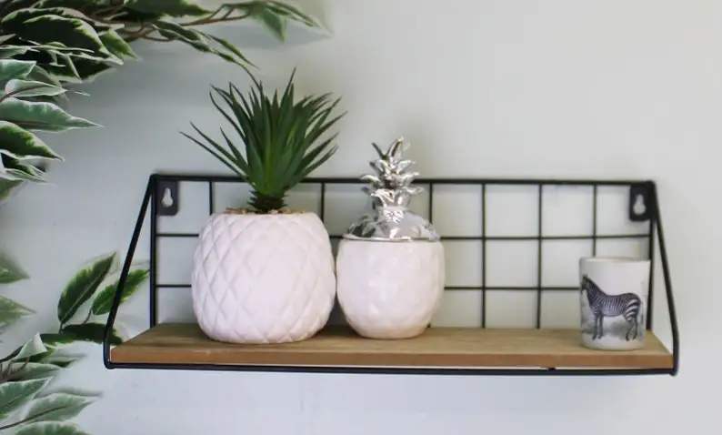 Nordic Wooden Wall Mounted Shelf With Black Wire Knitted Living Room Bookshelf Storage Home Decor At Wholesale Price From India