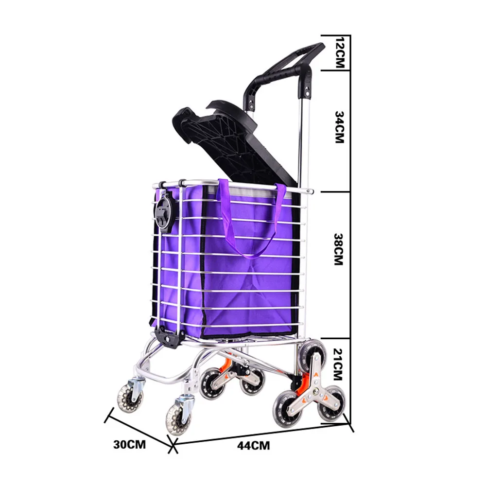 Grocery Laundry Utility Foldable Shopping Cart Grocery cart small cart climb Stair Climbing with Cover