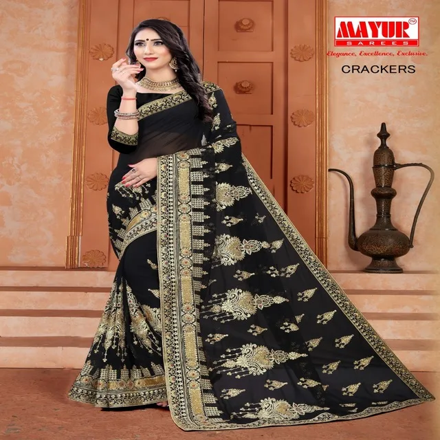 
 Mayur сари новые тяжелые черные цвета тяжелые многофункциональные Свадебные Сари  