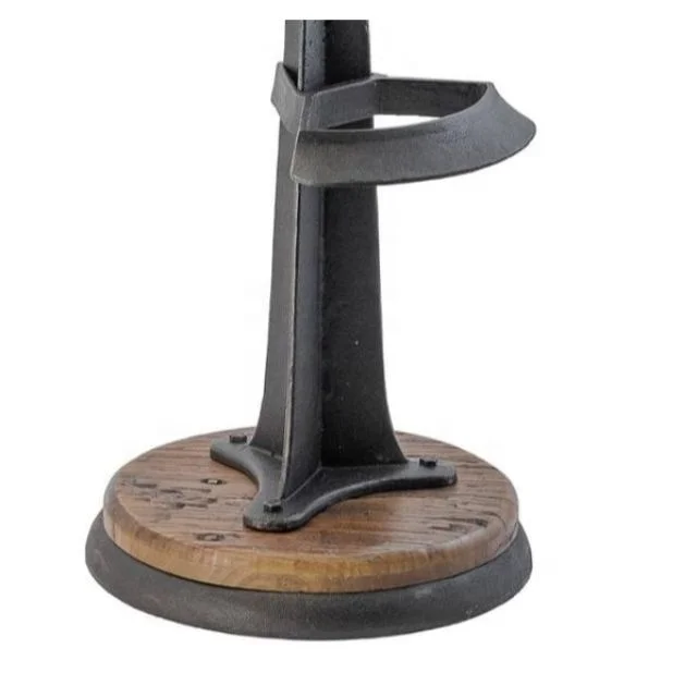 Industrial Cast Iron Urban Bar Stool, Vintage Industrial Cast Iron Bar Stool Base With Reclaimed Wood Seat