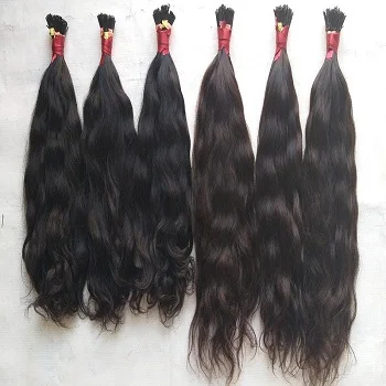 Натуральные волнистые пряди для наращивания волос с U-образным кончиком и плоским кончиком