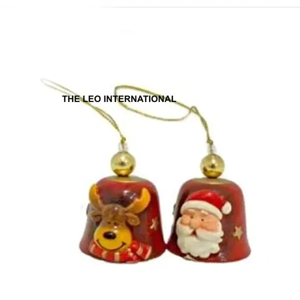 Metal Christmas bells set of 3 golden silver foil finish white thick ropes 2X2X2 and 3X3X3 Inch hanging ornaments festival gifts