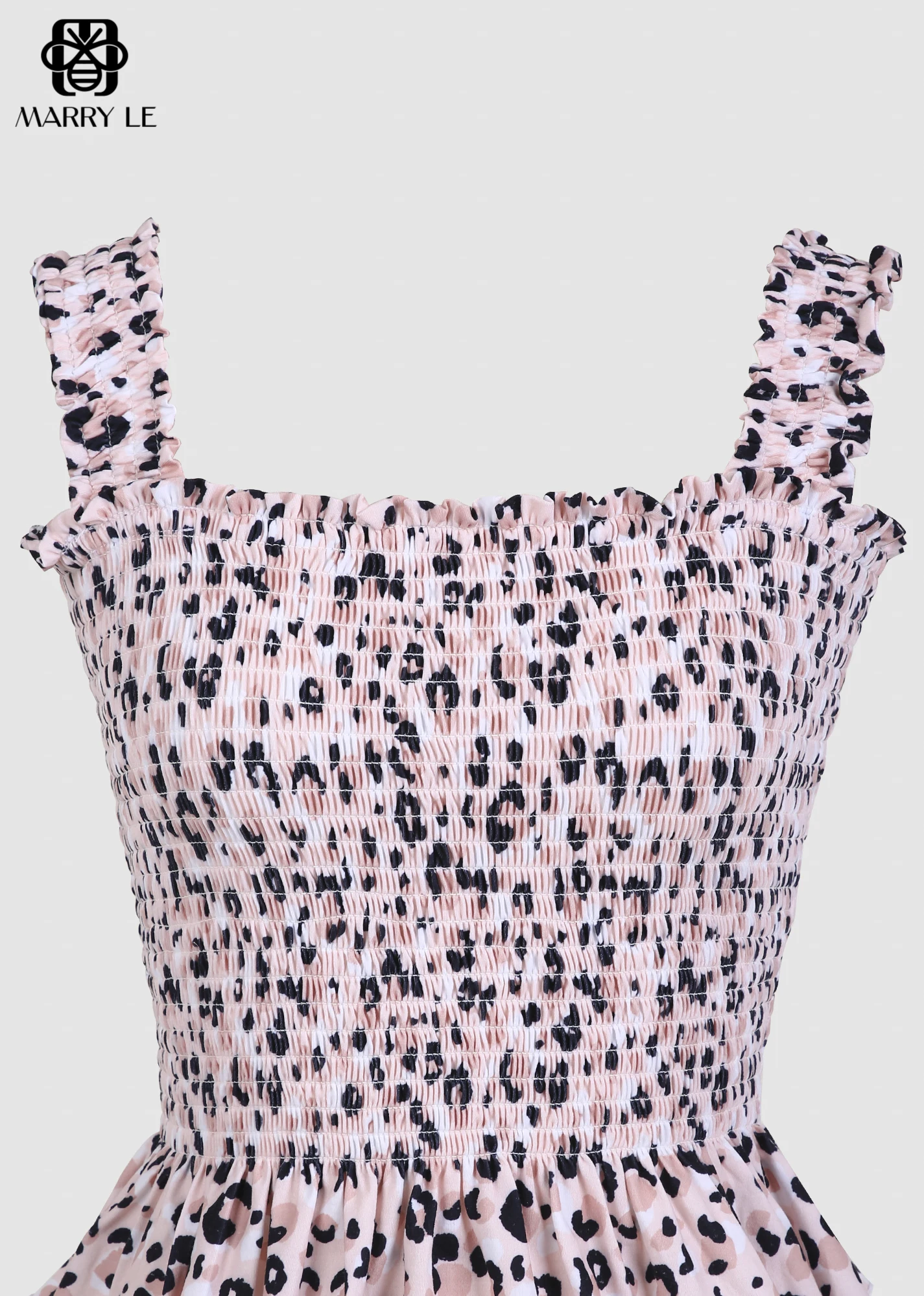 PINK CHETAH PEPLUM SHIRRING SET Fashion Design wholesale women clothing Top Casual OEM ODM Customized clothing - MD05