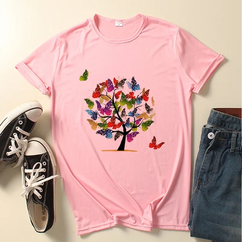 Free shipping screen print short sleeves custom printing100% premium cotton custom women t shirt