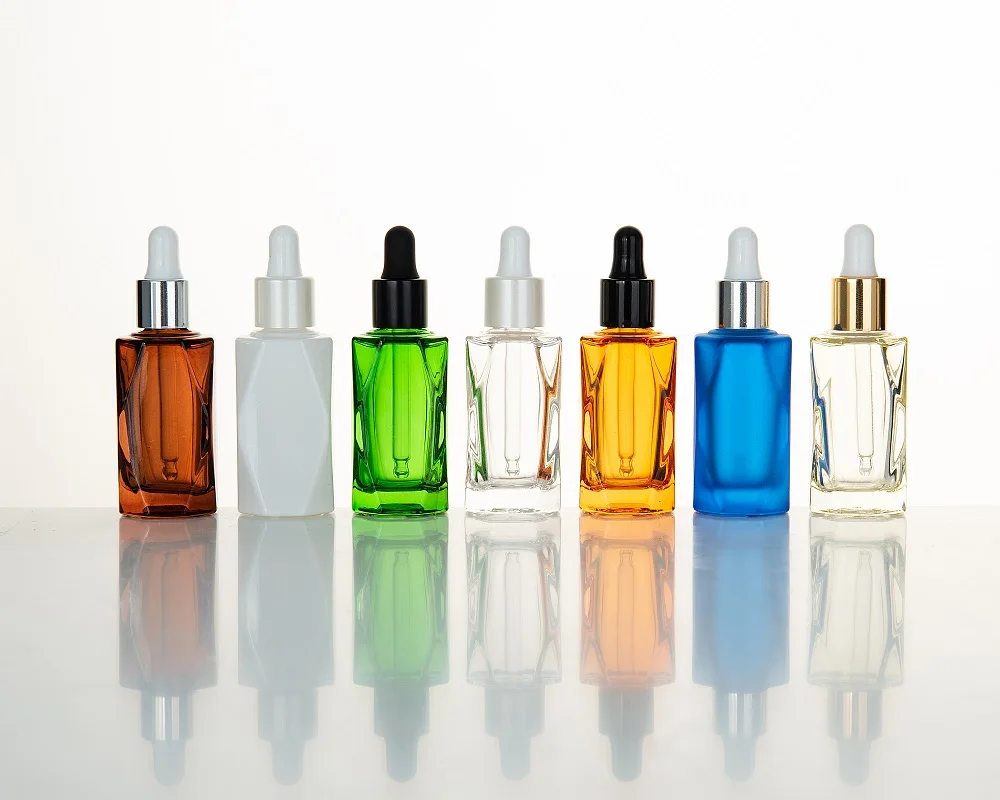 Top Selling Personal Care  Empty Cosmetic Packaging Flat Shoulder Glass Essential Oil Glass Essential Of Bottle Dropper Bottle