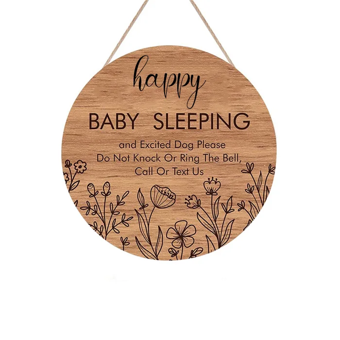 Space Front Door Sign Round Wooden Planet Nursery Decor Baby Sleeping Hanging Sign Plaque Door Hanger