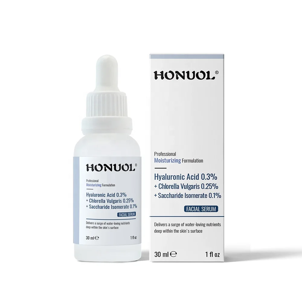 Private Label 30ml Deep Moisturizing Hydrating Hyaluronic Acid Chlorella Vulgaris Face Serum