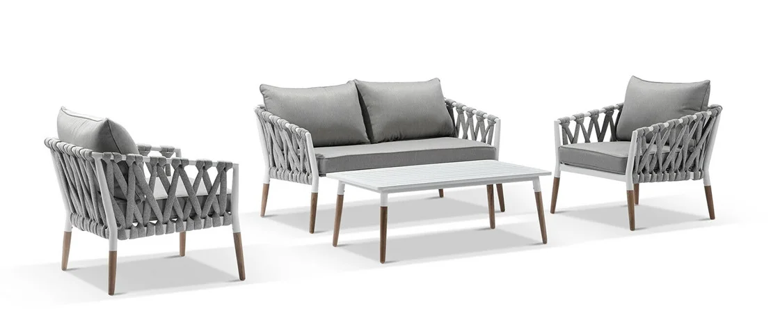 Fashion Aluminium Carcass Rattan Garden Table Chair Set Outdoor Furniture for sale