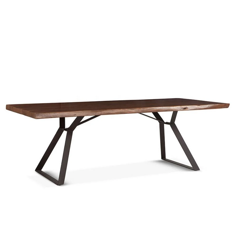 Industrial Dining Table Live Edge, Natural Curve acacia wood dining table, Restaurant tables and chairs prices