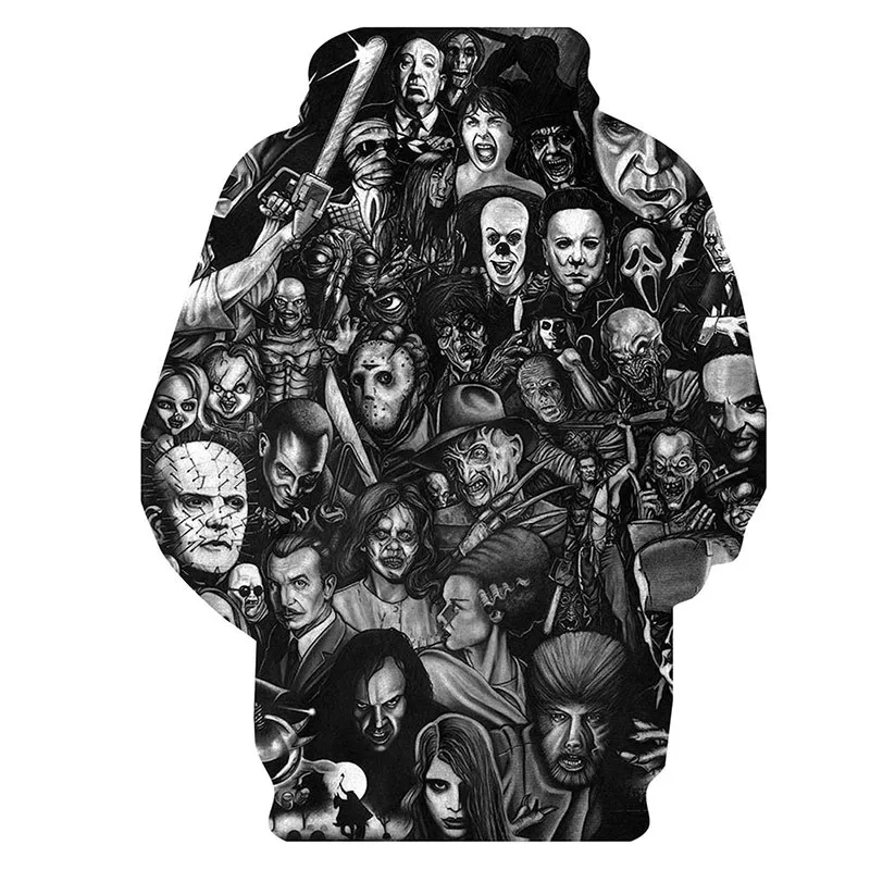 2023 New Arrival Personality Hoodies Horror Movies 3D Sublimation Printed Pullover Men Women Casual Oversized Hooded Sweatshirts